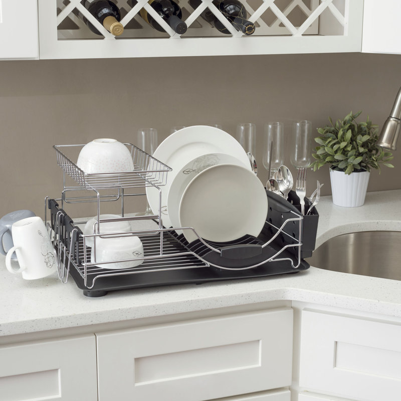 Home Basics 2Tier Deluxe Steel/Plastic Dish Rack & Reviews Wayfair